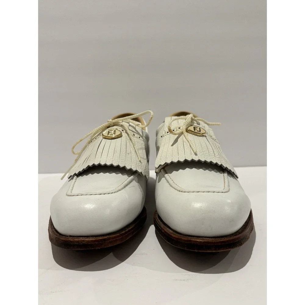 FootJoy‎ Classics Kiltie Golf Shoes 8C Softspikes Vintage Gold FJ Medallion RARE